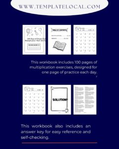 Math Workbook 100 Days of Multiplication